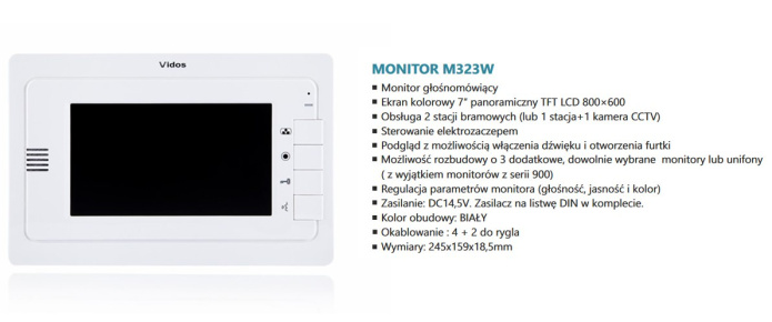 Vidos M323W – Monitor wideodomofonu